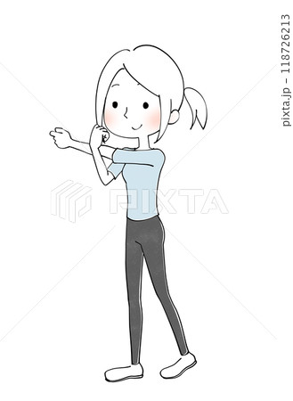 ストレッチ 運動する女性のイラスト ストレッチ 運動する女性のイラスト 118726213