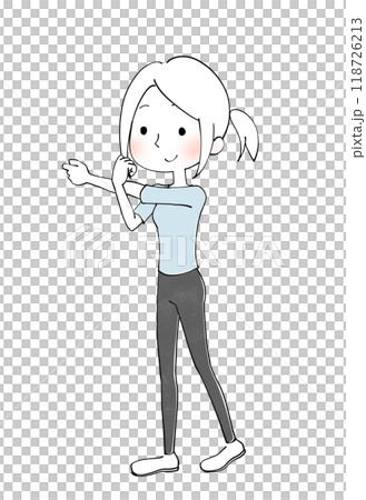 ストレッチ 運動する女性のイラスト ストレッチ 運動する女性のイラスト 118726213