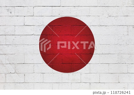 Flag of Japan painted on a wall 118726241