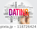 Dating word cloud collage, love concept background with marker 118726424