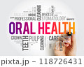 Oral health word cloud collage, dental concept background with marker 118726431