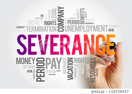 Severance word cloud collage , social concept background with marker 118726437