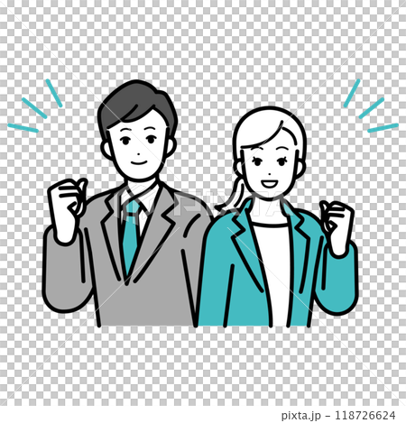 Illustration of male and female business people doing a fist pump 118726624