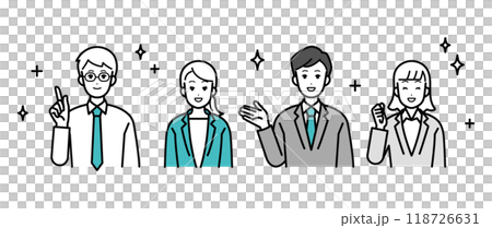 Illustration of male and female business people with positive reactions 118726631