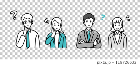 Illustration of male and female business people with negative reactions 118726632