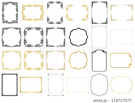 オーナメントフレーム、エレガント、ビンテージ、モダン、フローラル、幾何学、デコレーションのセット08 118727077