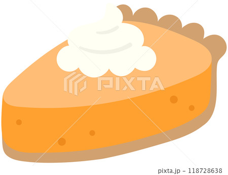 Hand Drawn pumpkin pie with whipped cream Hand Drawn pumpkin pie with whipped cream 118728638