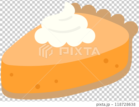 Hand Drawn pumpkin pie with whipped cream Hand Drawn pumpkin pie with whipped cream 118728638