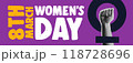 Women Day 8th March fist up power sing collage vector illustration 118728696