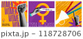 Womens Day 8th march in trendy collage mixed media 90s collection design 118728706