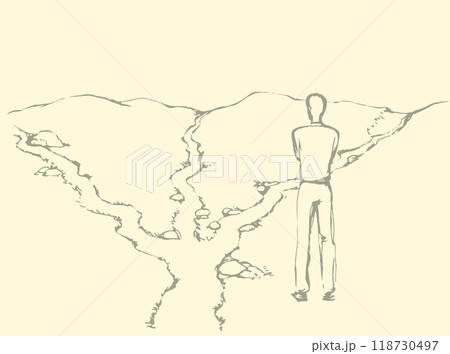 Man at the crossroads. Vector drawing Man at the crossroads. Vector drawing 118730497