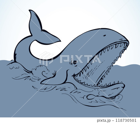 Whale with open mouth. Vector drawing 118730501