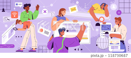 Vector banner of web search system with UI element 118730687