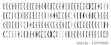 Various text brackets, black quotation box. Curly, square and corner parentheses. Vintage typographical symbol, calligraphic quote frame. Doodle, lettering element. Vector illustration 118730890