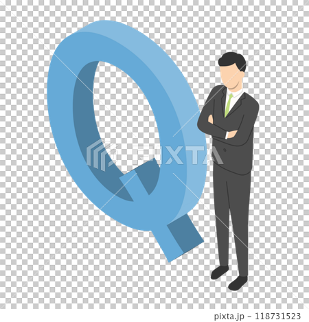 Question mark and male office worker - isometric 118731523