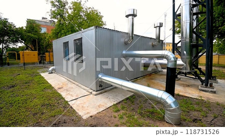The building of a small autonomous boiler house in an urban area. Concept 118731526