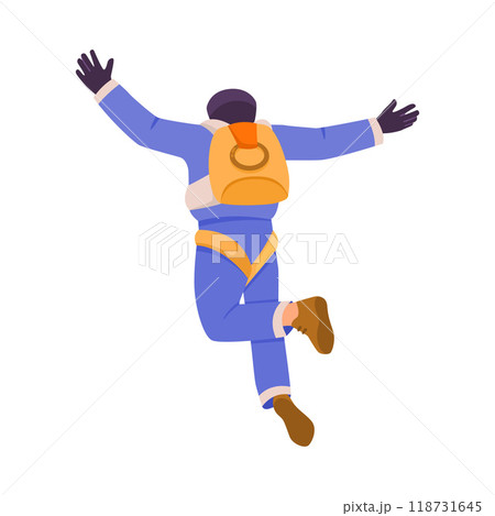 Man Paratrooper with Parachute Bag Flying in the Sky Vector Illustration Man Paratrooper with Parachute Bag Flying in the Sky Vector Illustration 118731645