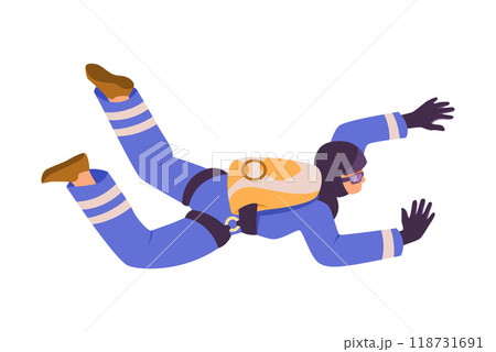 Man Paratrooper with Parachute Bag Flying in the Sky Vector Illustration Man Paratrooper with Parachute Bag Flying in the Sky Vector Illustration 118731691