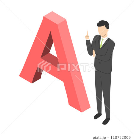 アンサーマークと会社員男性・アイソメトリック アンサーマークと会社員男性・アイソメトリック 118732009