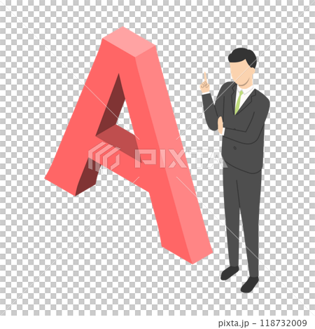 アンサーマークと会社員男性・アイソメトリック アンサーマークと会社員男性・アイソメトリック 118732009