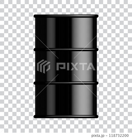 black metal oil barrel isolated on transparent background. Vector illustration black metal oil barrel isolated on transparent background. Vector illustration 118732200