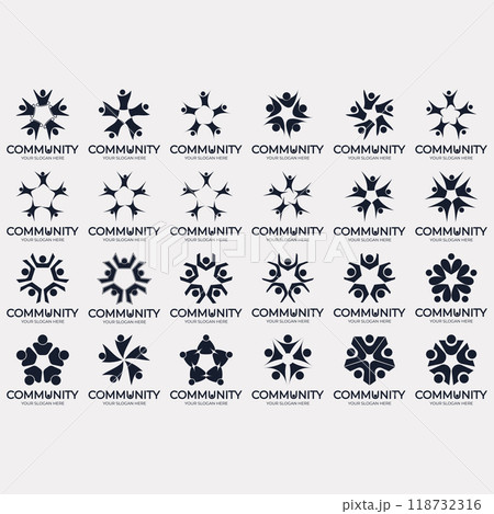 collection of abstract community logos 118732316