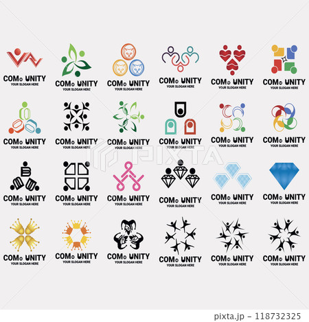 collection of abstract community logos 118732325