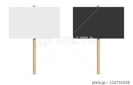 black and white protest sign boards with wooden post or handle. Vector illustration black and white protest sign boards with wooden post or handle. Vector illustration 118732838