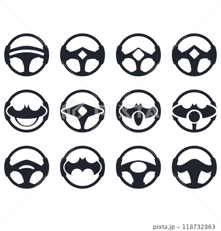 Steering wheel logo vector illustrations 118732863