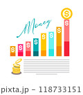 Money graph with Dollar symbol, coins and sample text 118733151