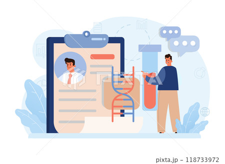Biohacking. Health' engineering and improving with modern monitoring system, supplements, diet, and lifestyle changes. Human biological well-being and youth maintaining. Flat vector illustration 118733972