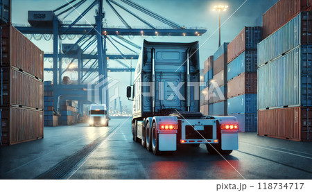 modern, eco-friendly semi-trailer truck modern, eco-friendly semi-trailer truck 118734717