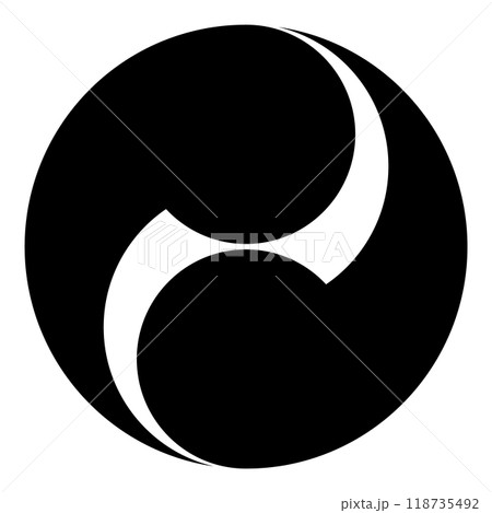 左二つ巴（ひだりふたつどもえ）。日本の家紋のアイコンベクターイラスト 118735492