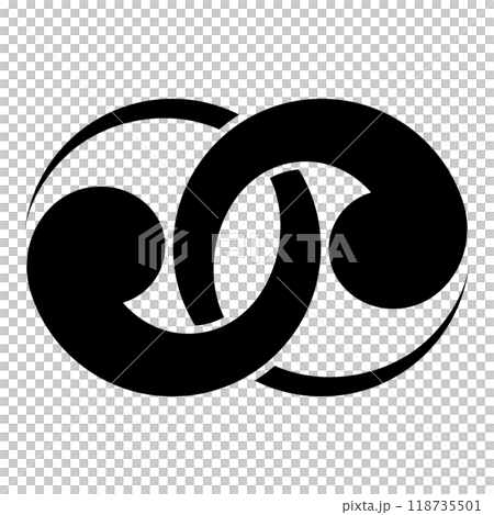 Wachigai Tomoe. Japanese family crest icon vector illustration Wachigai Tomoe. Japanese family crest icon vector illustration 118735501