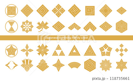 日本の稲妻モチーフのアイコンベクターイラストセット 118735661