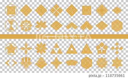 日本の稲妻モチーフのアイコンベクターイラストセット 118735661