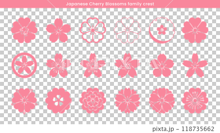 日本櫻花家族徽章圖示向量插圖集 118735662