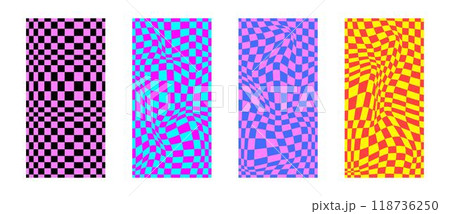 Psychedelic checkerboard pattern 118736250