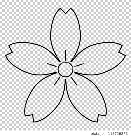 影鳳莊櫻花。帶有櫻花圖案的日本家族徽章的向量圖示插圖。 118736278