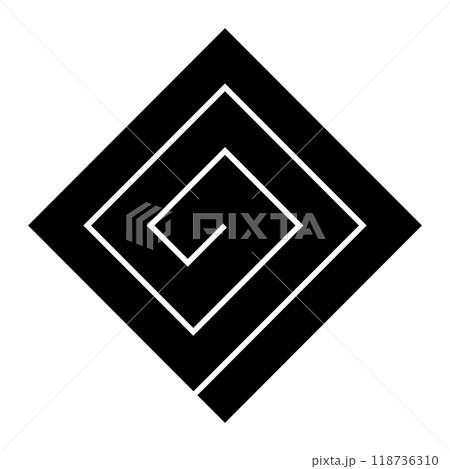 角立て稲妻（かどたていなずま）。雷文様から派生した日本の家紋のベクターアイコンイラスト。 118736310