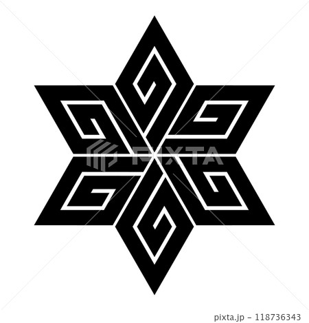 麻形稲妻（あさがたいなずま）。雷文様から派生した日本の家紋のベクターアイコンイラスト。 118736343