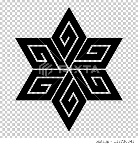 麻形稲妻（あさがたいなずま）。雷文様から派生した日本の家紋のベクターアイコンイラスト。 118736343