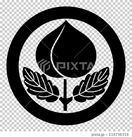 丸二式桃。日本家族徽章向量圖示插畫。 丸二式桃。日本家族徽章向量圖示插畫。 118736358
