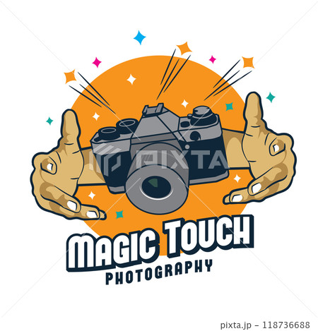 Hand with camera vector illustration logo, perfect for t shirt design and beach photography logo 118736688