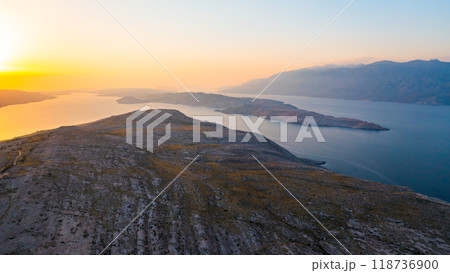 Sunset in island Pag, the landscape in Croatia. Sunset in island Pag, the landscape in Croatia. 118736900