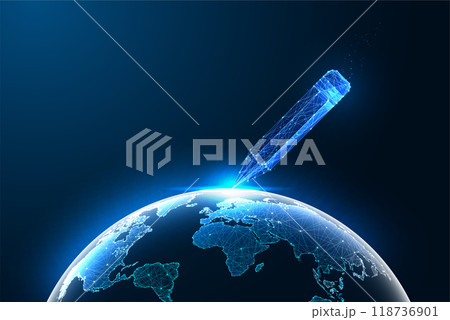 Global education, worldwide literacy and knowledge growth abstract concept. Pencil and planet Earth Global education, worldwide literacy and knowledge growth abstract concept. Pencil and planet Earth 118736901