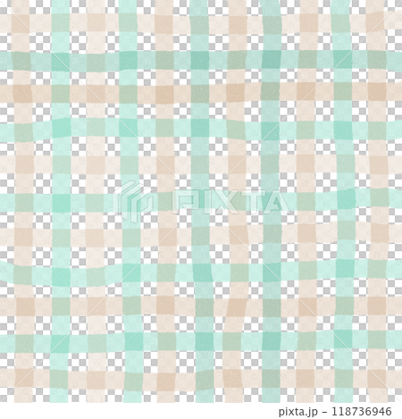 Green Beige Gingham Check Hand Drawn Pattern Background Overlay 118736946