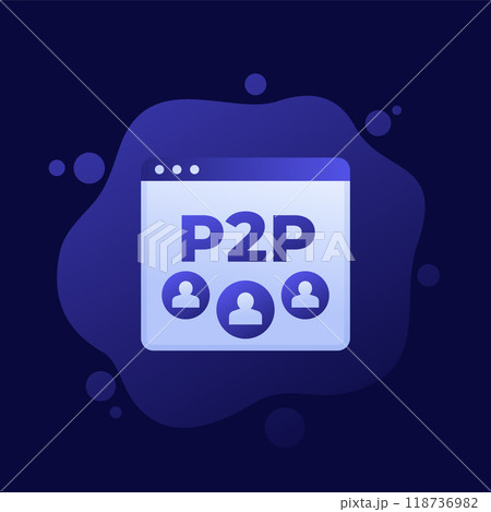p2p icon, peer-to-peer decentralized system p2p icon, peer-to-peer decentralized system 118736982