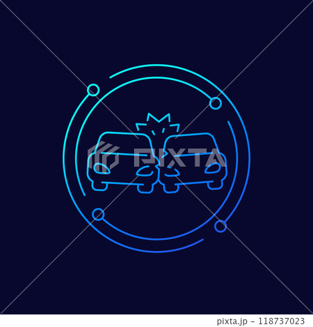 car crash icon, linear design car crash icon, linear design 118737023