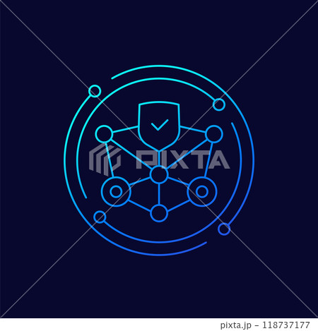blockchain security icon, linear design 118737177